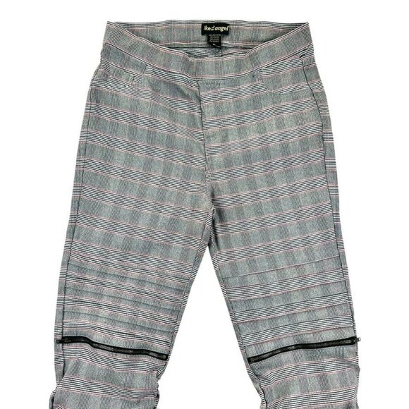 Like An Angel Women's Gray Plaid Moto-Style Skinny Pants XL - Picture 4 of 8